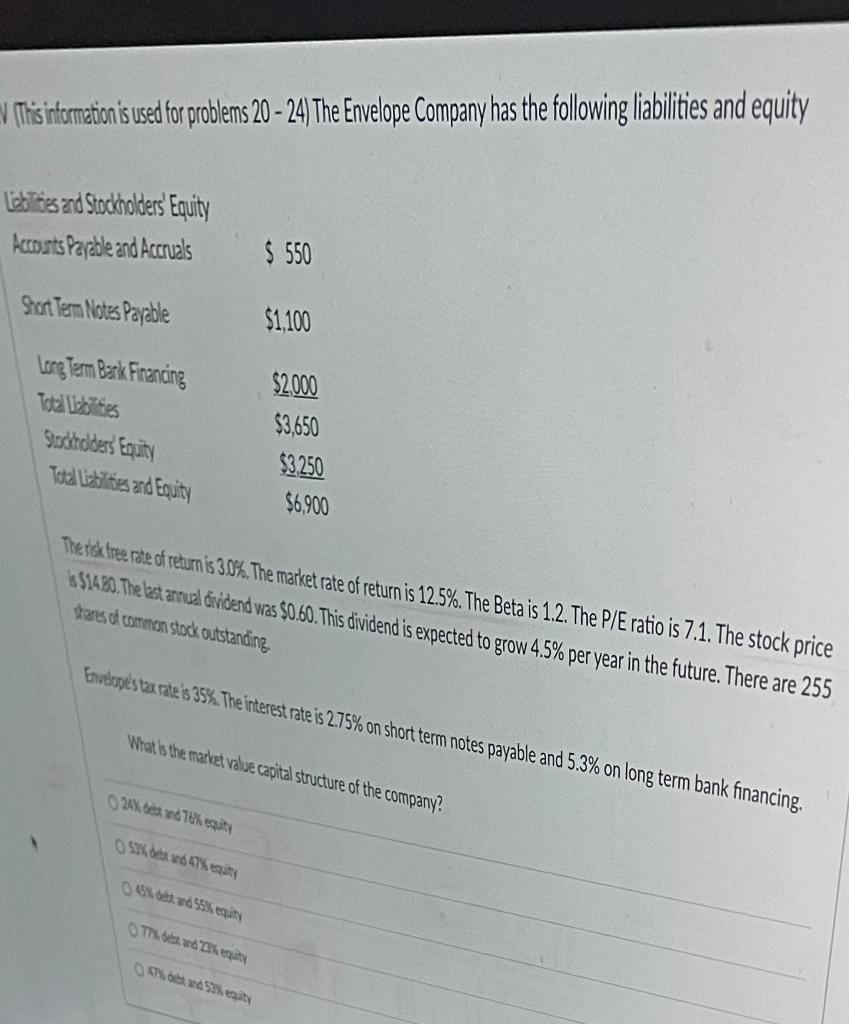 (This information is used for problems 20 - 24) The Envelope