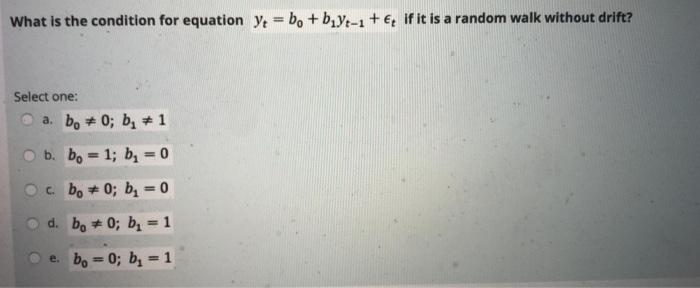  What is the condition for equation y = b + by-1