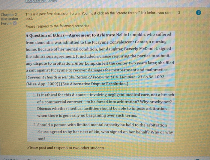  Computer Netgede 3 Chapter 3 Discussion Forum This is a post