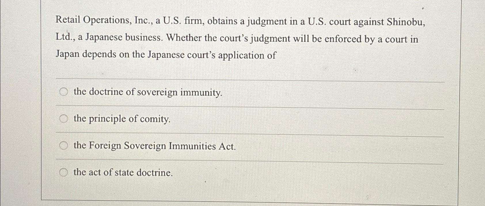  Retail Operations, Inc., a U.S. firm, obtains a judgment in a