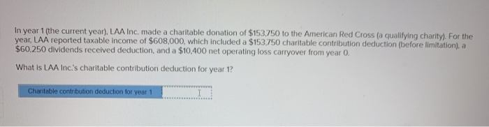  In year 1(the current year). LAA Inc. made a charitable donation
