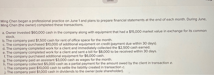  Ming Chen began a professional practice on June 1 and plans