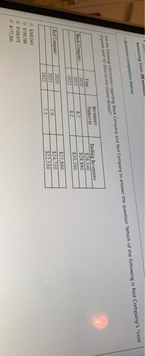  Remaining Time: 26 min Question completion Status er the formation regarding