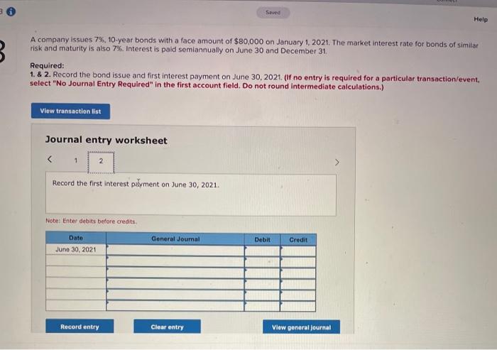 bonds with a face amount of $80.000 on January 1, 2021. The