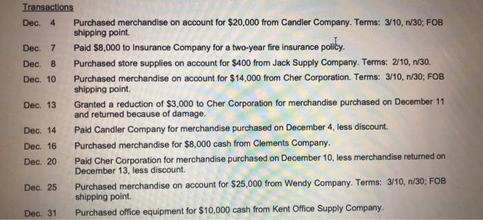 and others. Record the following transactions in the appropriate journals (Purchases, Cash