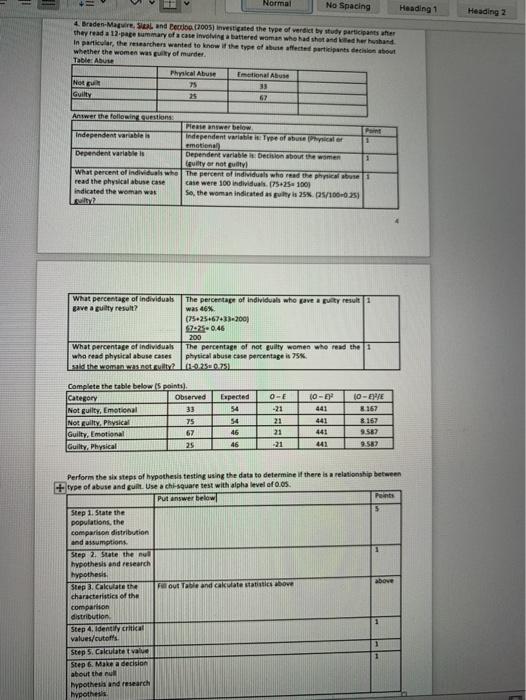 answer the final part perfoming the six steps. - Normal No Spacing