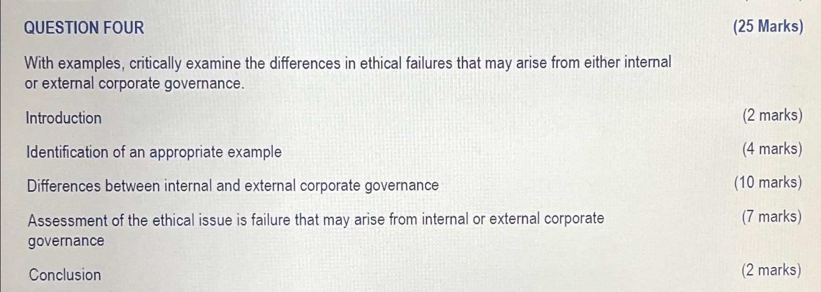  QUESTION FOUR (25 Marks) With examples, critically examine the differences in