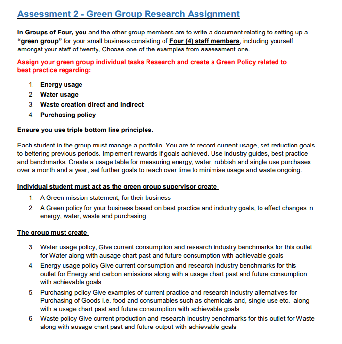 I only need waste usage with policy Assessment 2 - Green Group