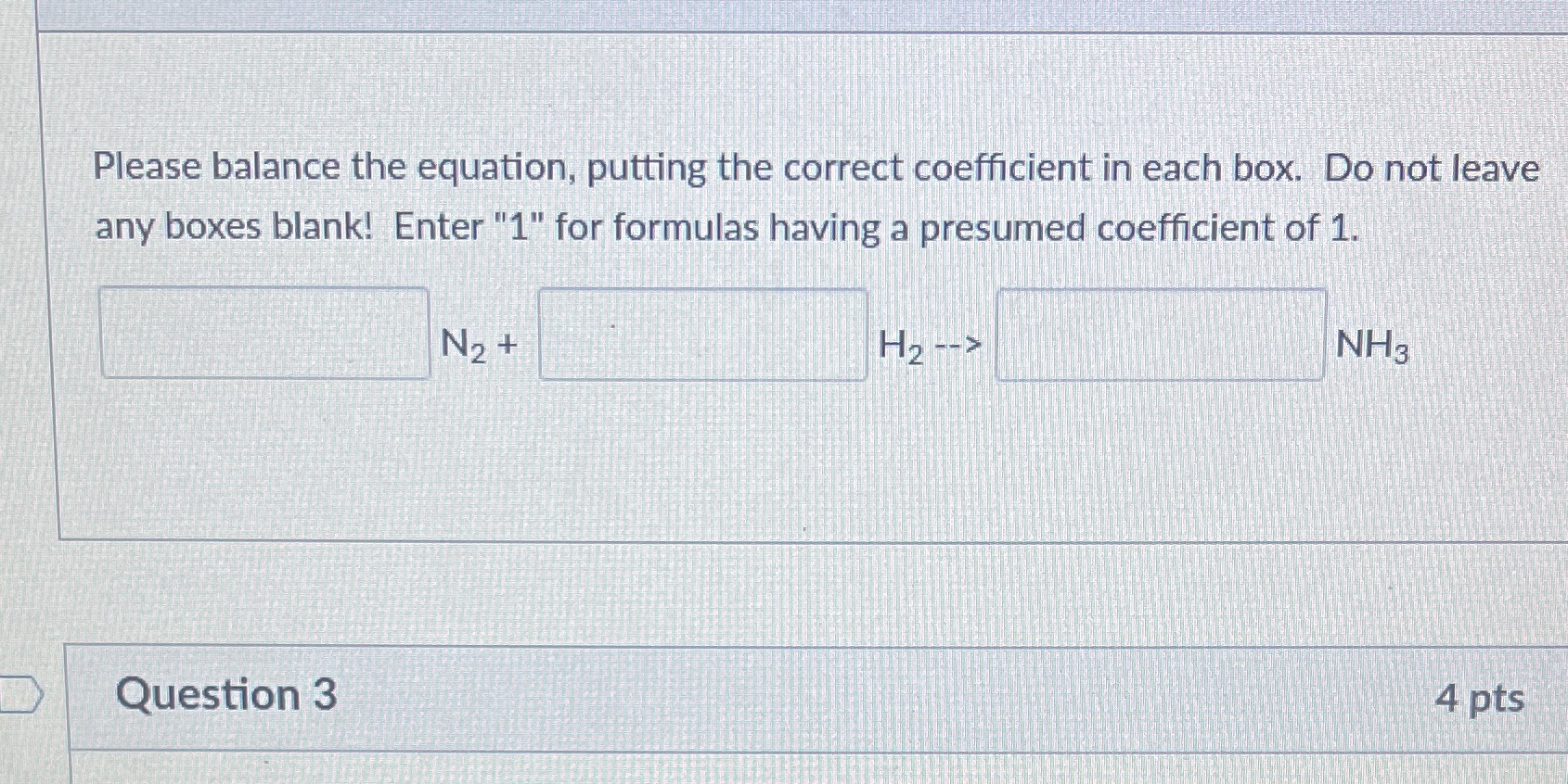 Please balance the equation, putting the correct coefficient in each box.