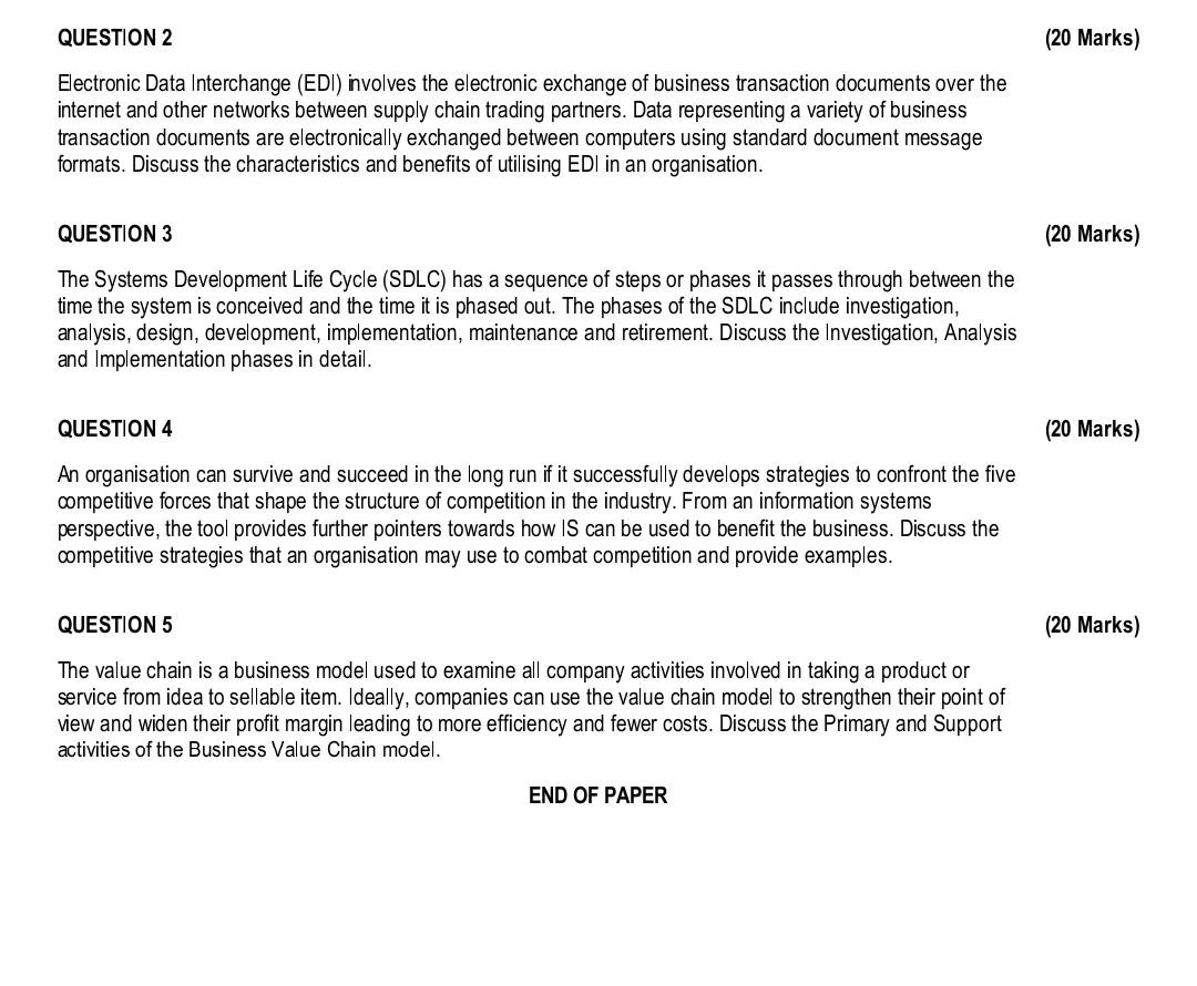 Electronic Data Interchange (EDI) involves the electronic exchange of business transaction