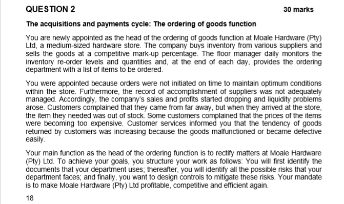 Please help me with number 2.1,2.2 and 2.3 QUESTION 2 30 marks
