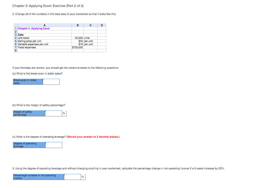Chapter 3: Applying Excel: Exercise (Part 2 of 2) 2. Change