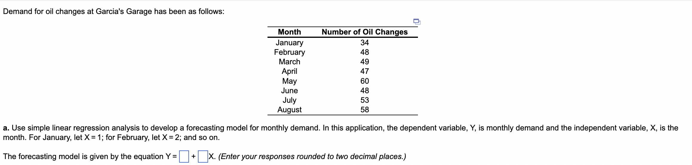 I need the correct answer to this please! Demand for oil changes