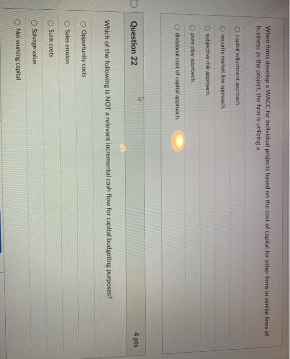  When firms develop a WACC for individual projects based on the