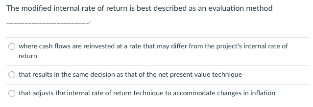Internal rate of return Net present value Suppose Congress increases the marginal