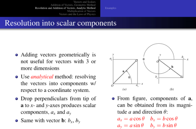 Topic: VectorsGeneralize the analytical method of resolving and adding two vectors to