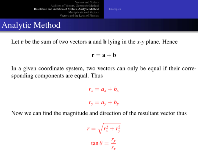 components . Adding vectors geometrically is not useful for vectors with 3