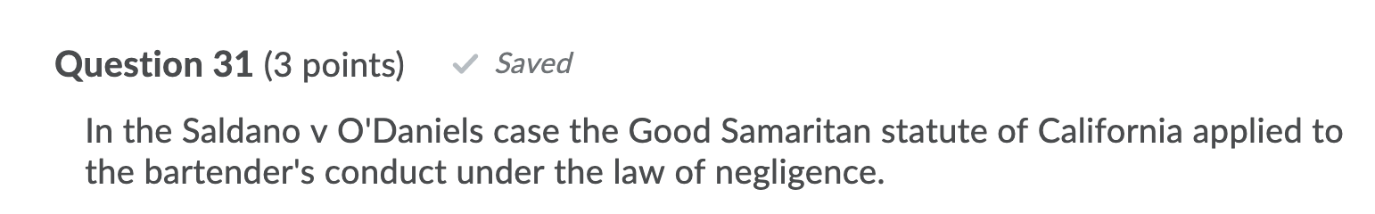 Help me answer this question by choosing TRUE or FALSE. This question