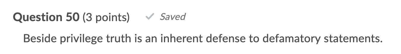 Help me answer this question by choosing TRUE or FALSE. This question