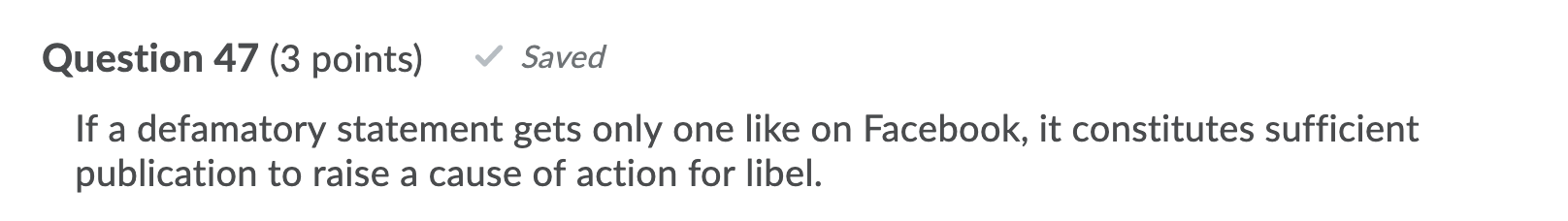 Help me answer this question by choosing TRUE or FALSE. This question