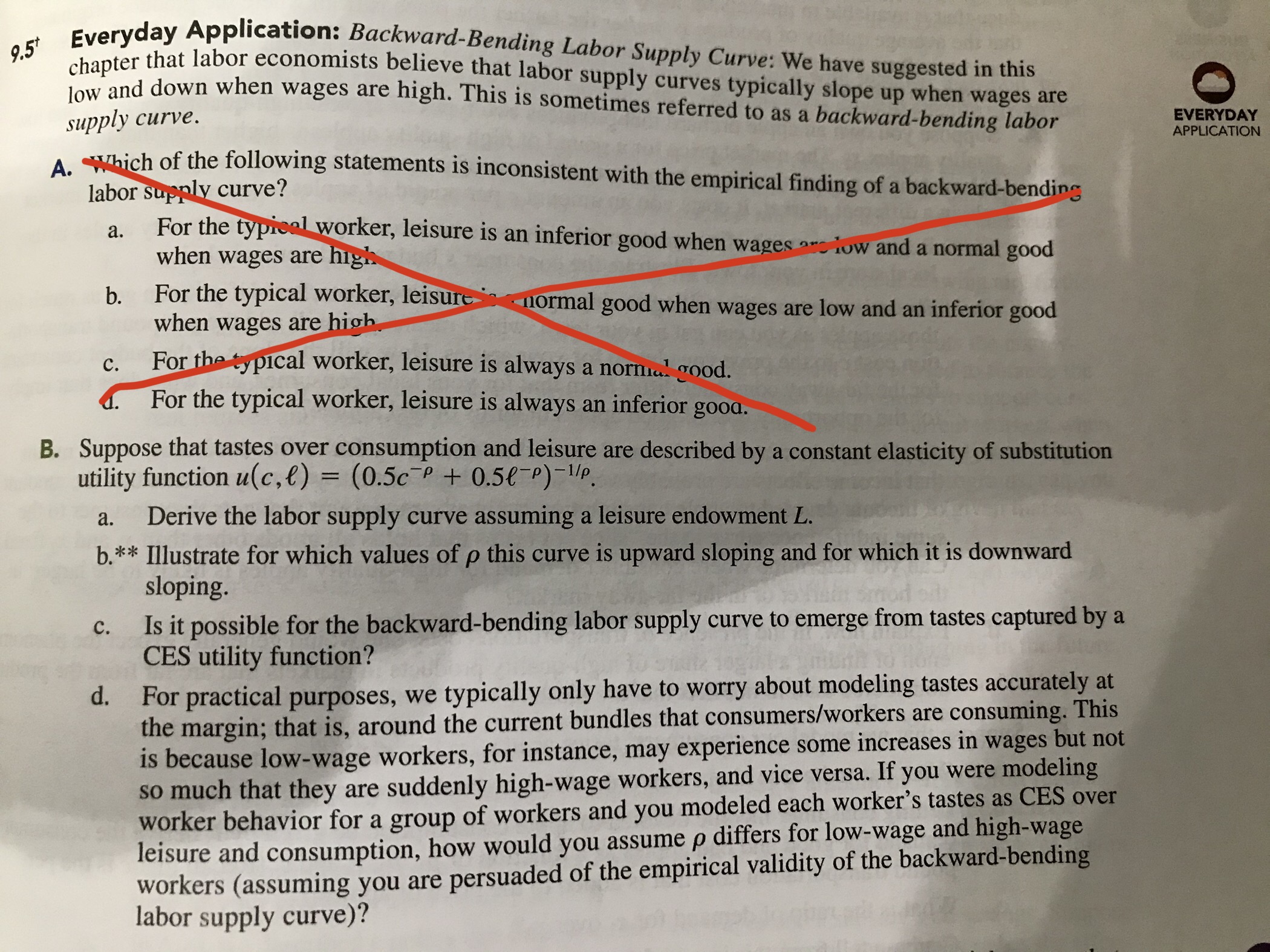 9.5B(a-d) Please show math and explain 9.5 Everyday Application: Backward-Bending Labor Supply