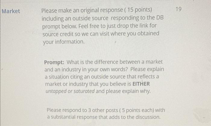 Market Please make an original response ( 15 points) 19 including
