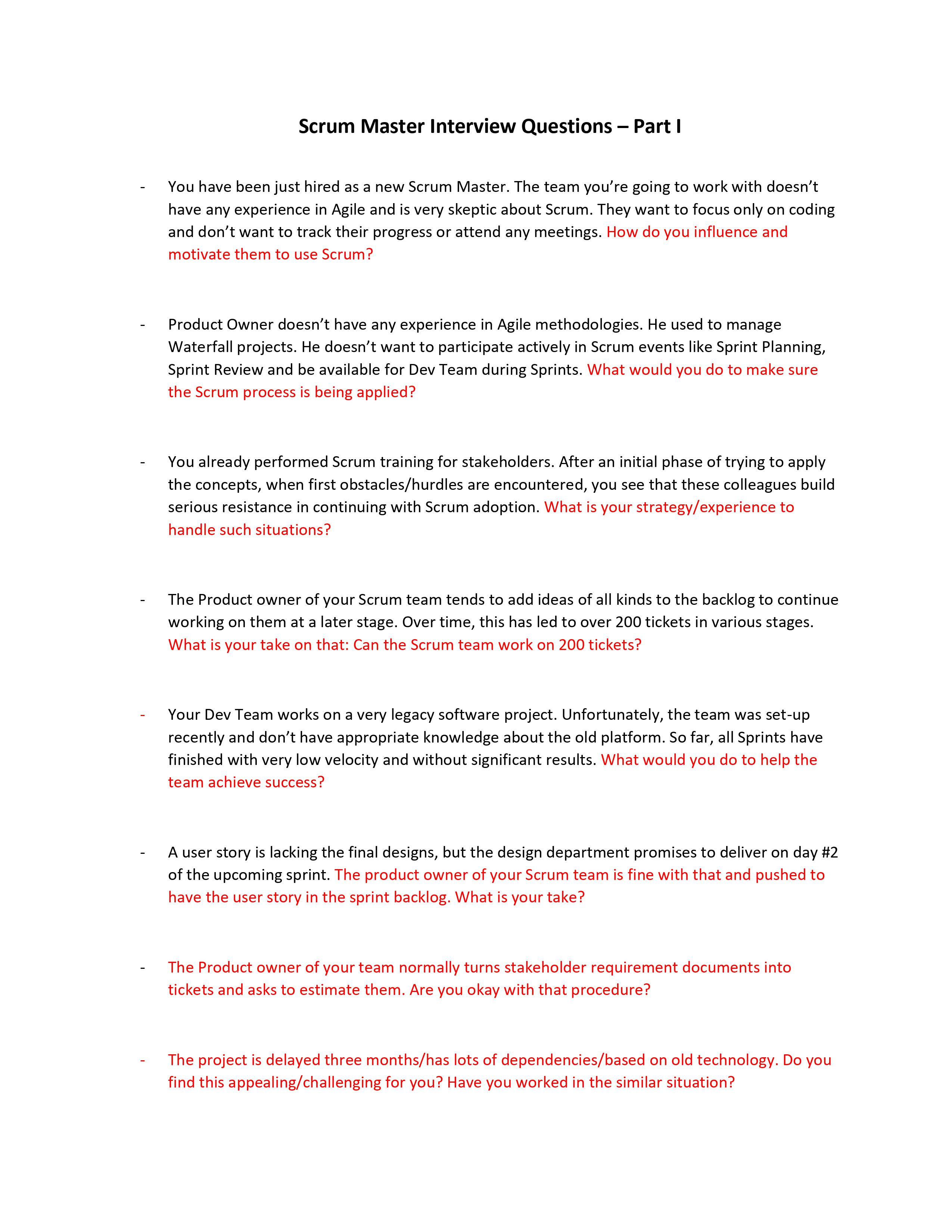  Scrum Master Interview Questions Part | You have been just hired