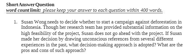  Short Answer Question word count limit: please keep your answer to