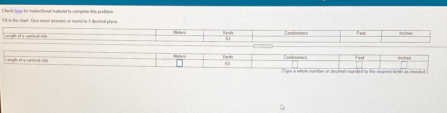  Check here for instructional material to complete this problem. Fill in