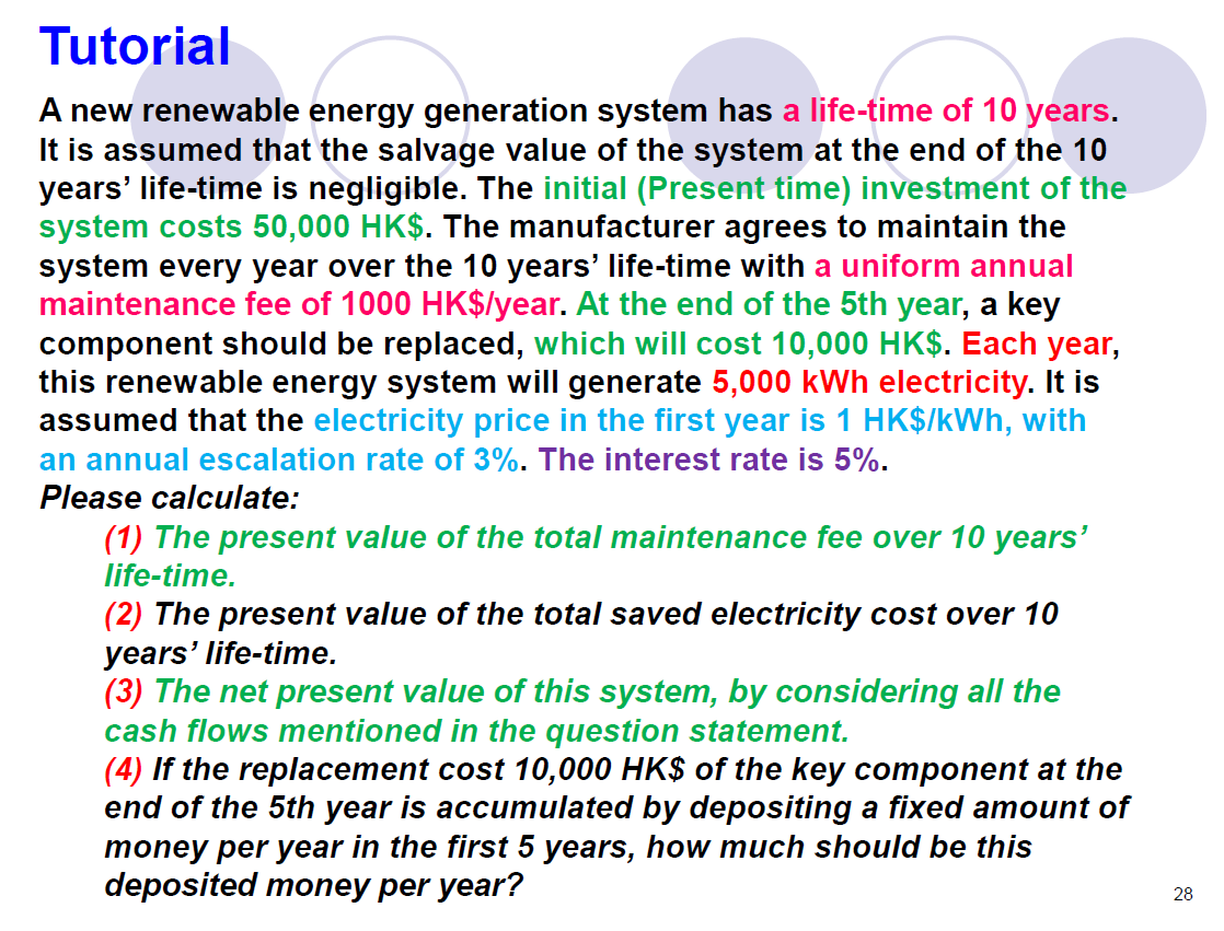 the variations of the "interest rate" and "annual escalation rate of the