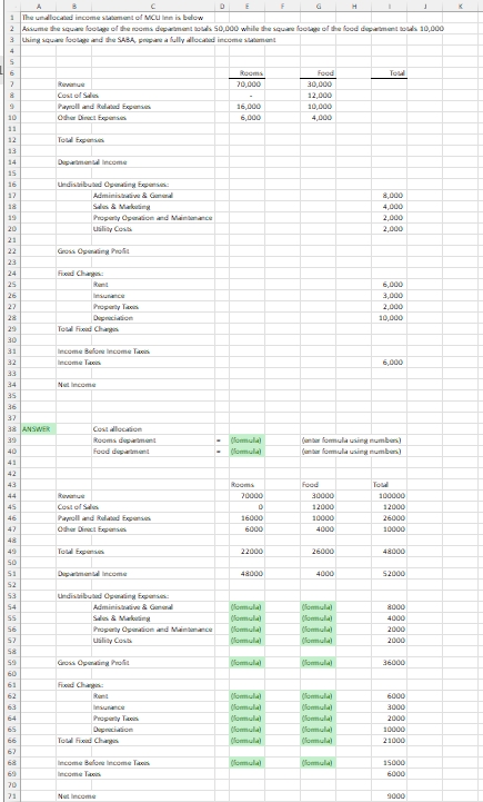 please answer step by step using excel formula ( or type out