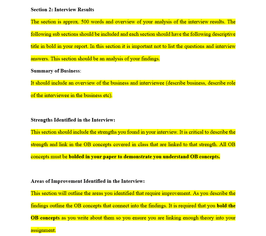 work OB Consulting Assignment BUS l 02 1 Section 1: Executive Summary