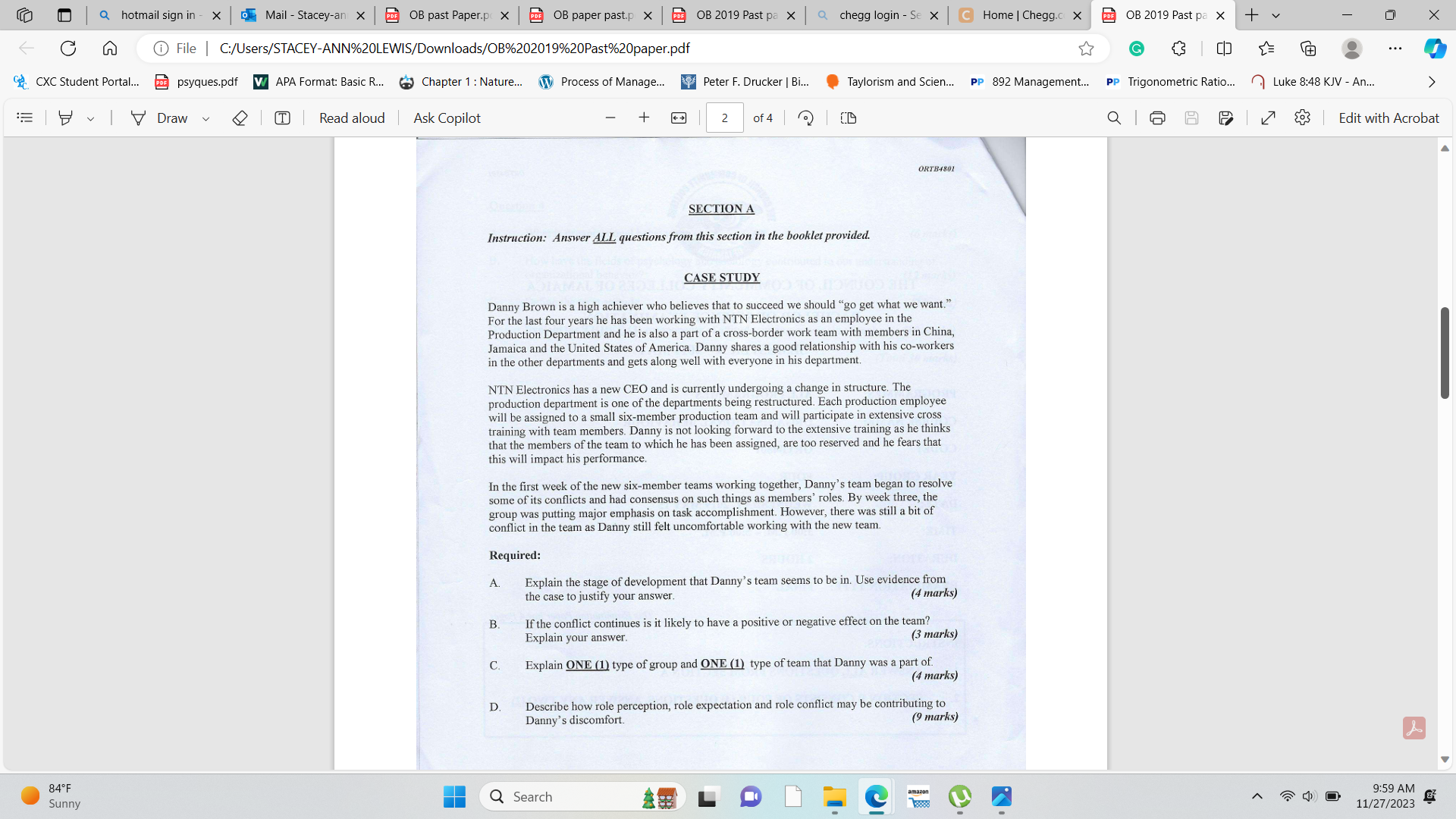 Instruction: Answer ALL questions from this section in the booklet provided.