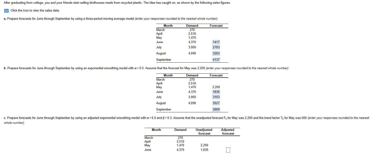 Please do Part C from June through September. After graduating from college,
