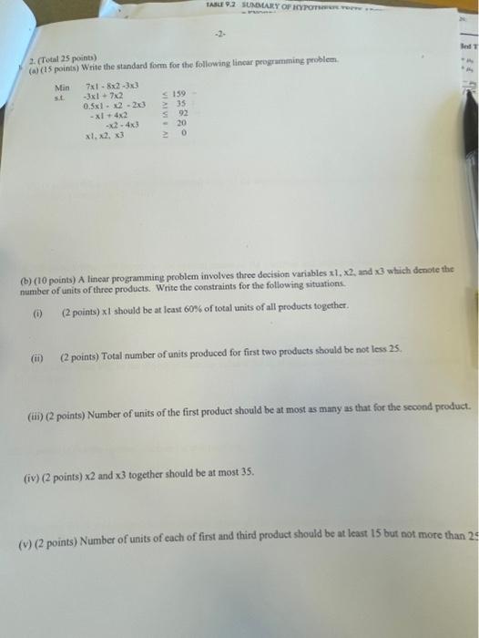  2. (Total 25 points) (a) (15 points) Write the standard form