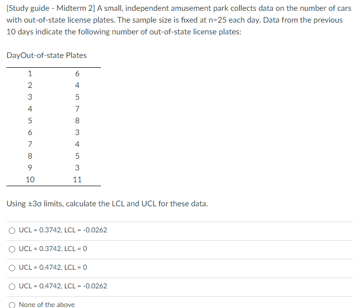  [Study guide - Midterm 2] A small, independent amusement park collects