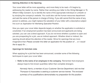 an information technology job using information about Cover Letters from chapter 13your