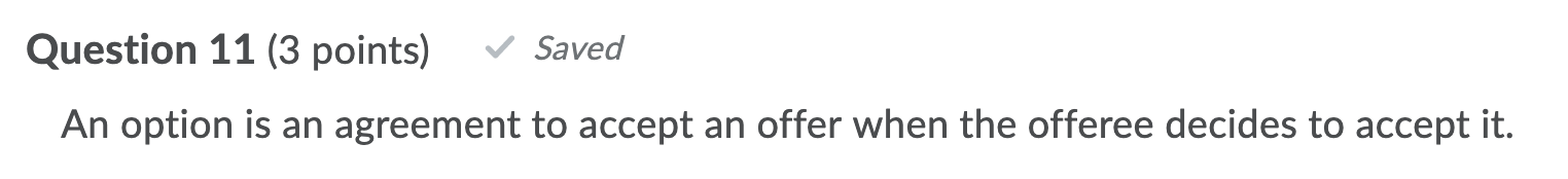 Help me answer this question by choosing TRUE or FALSE. This question