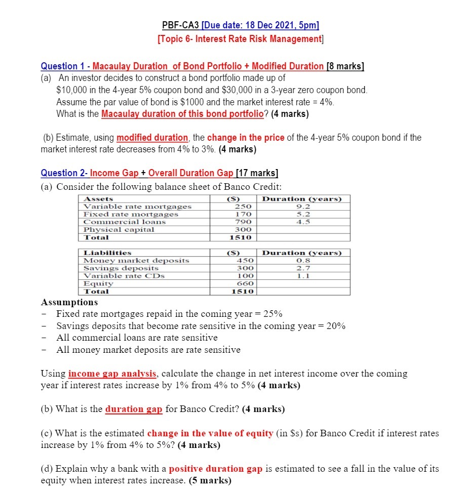  PBF-CA3 [Due date: 18 Dec 2021, 5pm] [Topic 6- Interest Rate