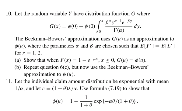 Help with these questions. 10. Let the random variable Y have distribution
