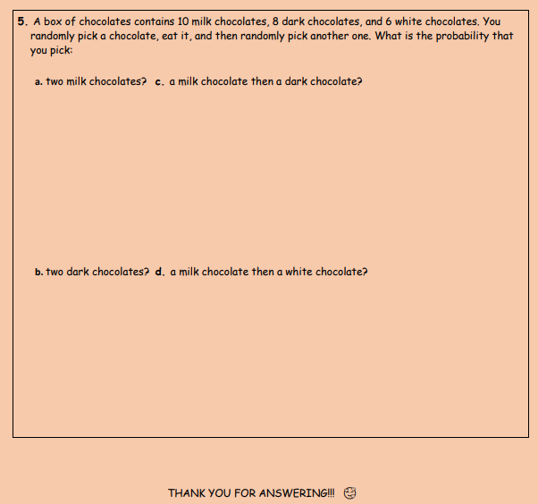 spin a wheel that has 20 equal- 2. A box of miniature