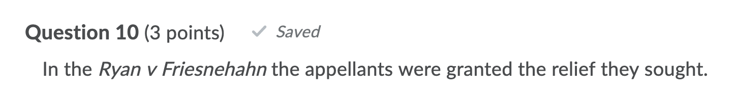 Help me answer this question by choosing TRUE or FALSE. This question