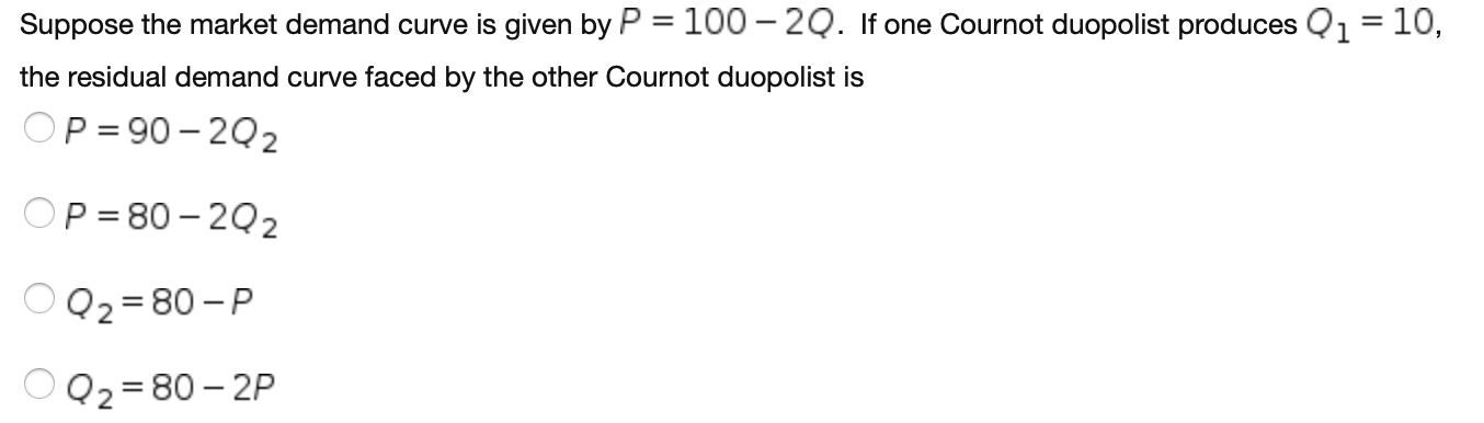 need help solving this problem Suppose the market demand curve is given