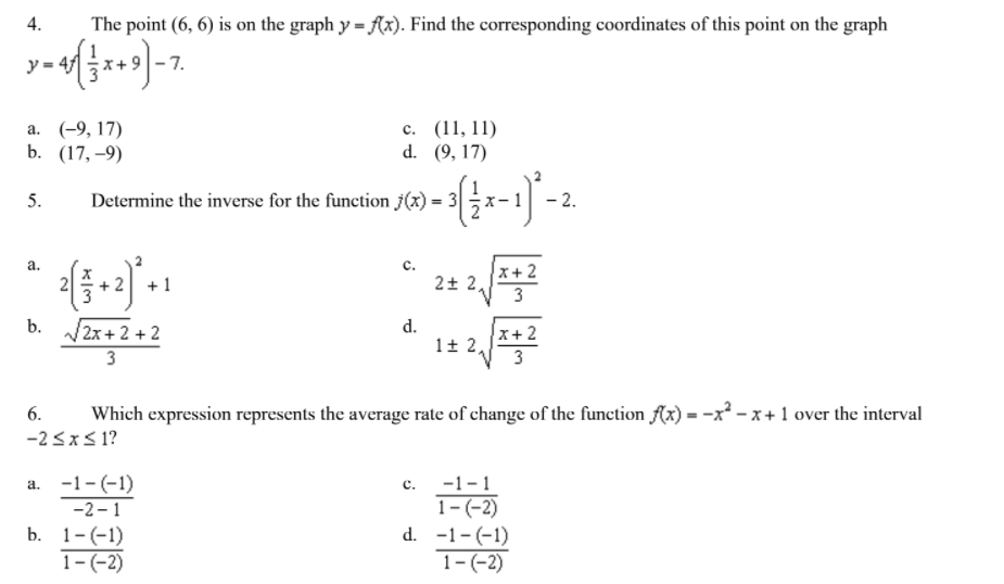 Answer quickly don't explain too much please: 4. The point (6, 6)