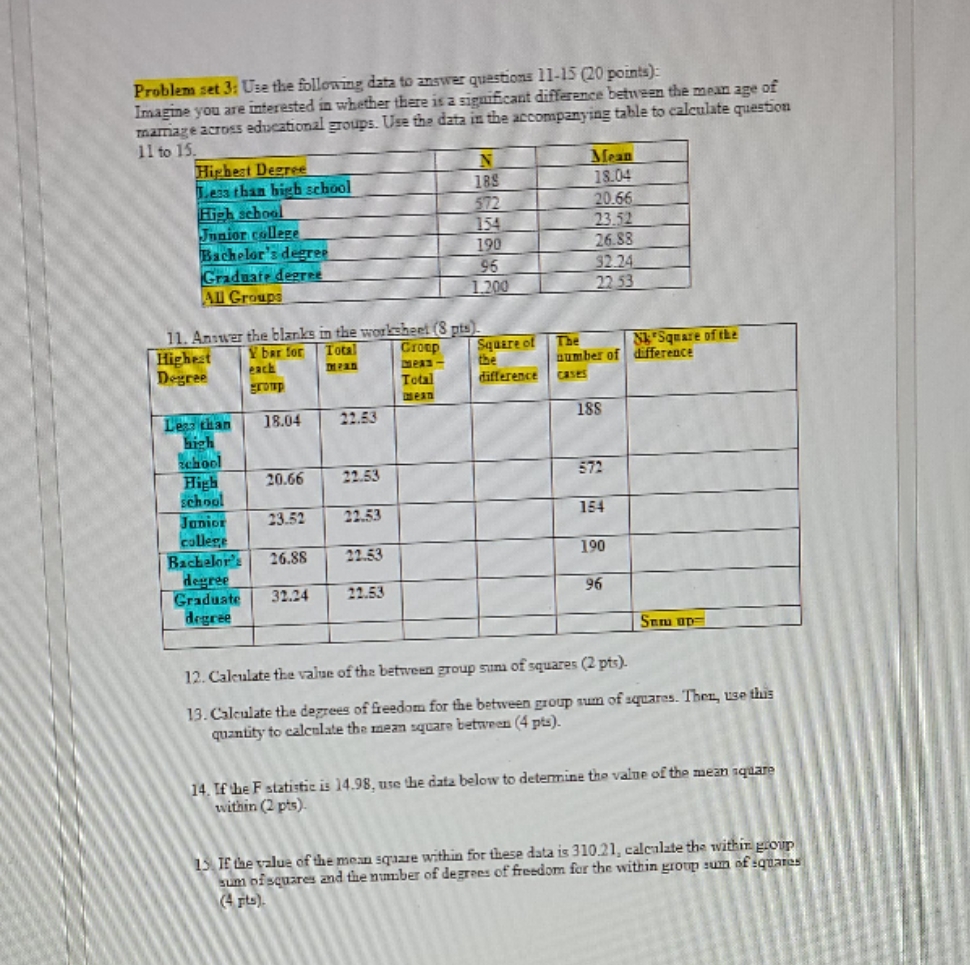 need help with explanation for filling out this chart please and thank