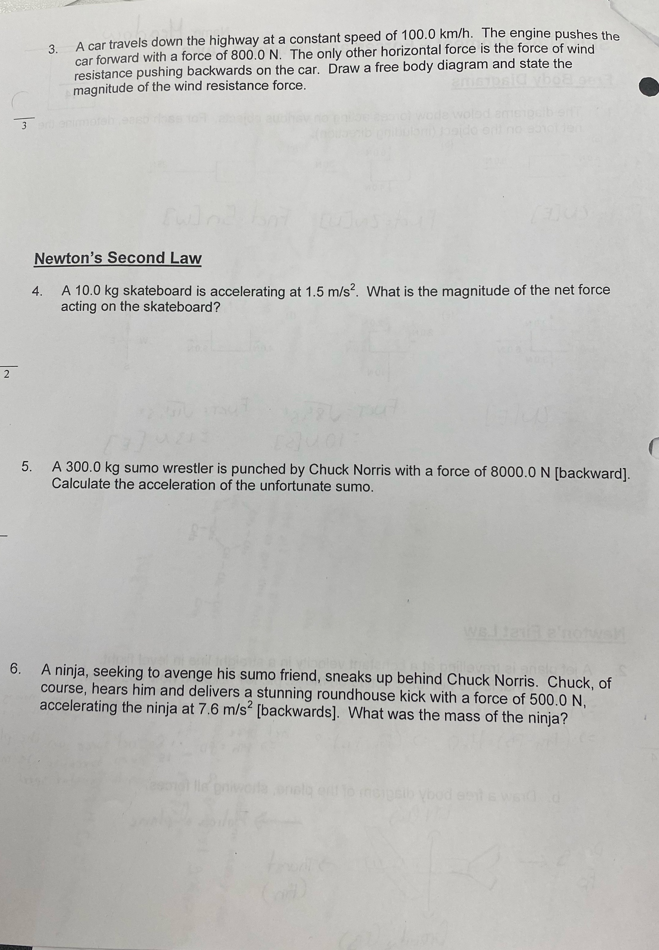 Forces and newtons laws first and second physics :): 3. A car