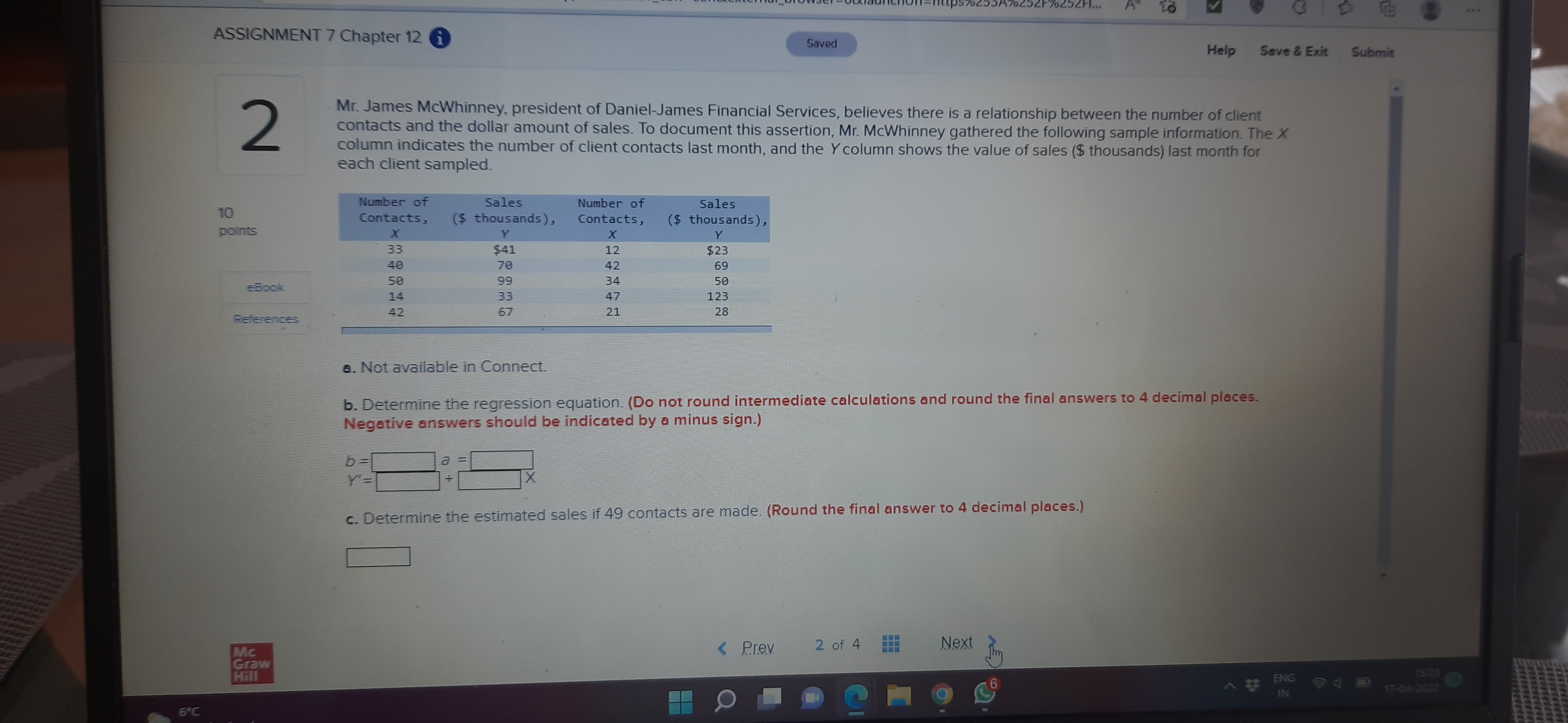  ASSIGNMENT 7 Chapter 12 1 Saved Help Save & Exit Submit