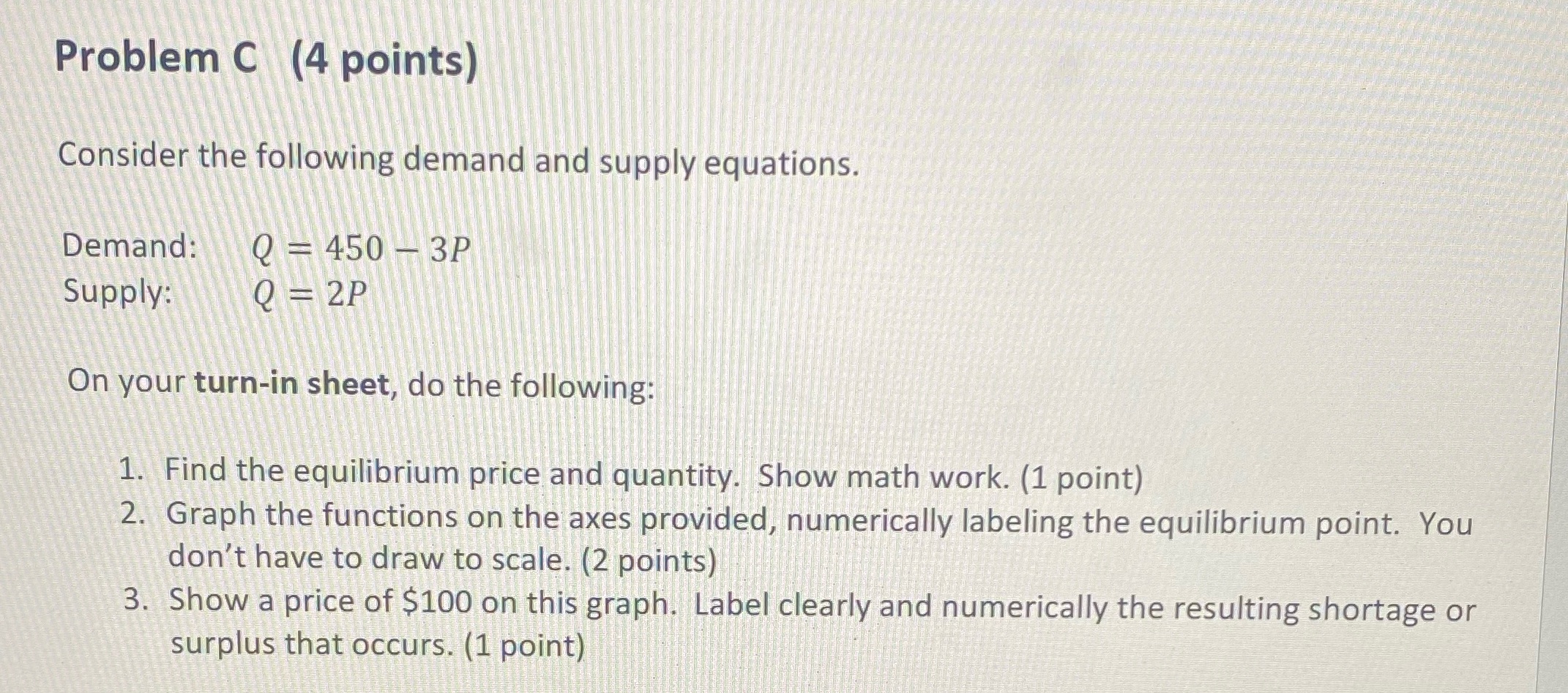 All in one graph Problem C (4 points) Consider the following demand