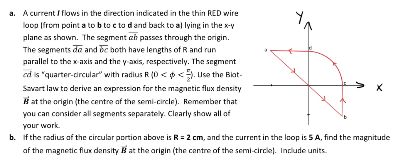 a. A current i flows in the direction indicated in the