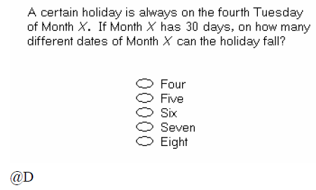 Q68: Why the answer is D? A certain holiday is always on